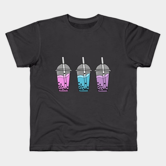 Boba Tea Drinks Kids T-Shirt by CITROPICALL